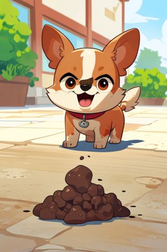 A dog picking up its own poop.